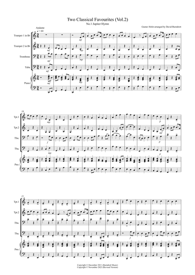 2 Classical Favourites for Brass Quartet (volume two) (arr. David Burndrett)