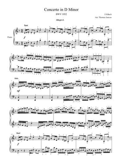 Concerto in D minor, BWV 1052 (arr. Thomas Jancso)