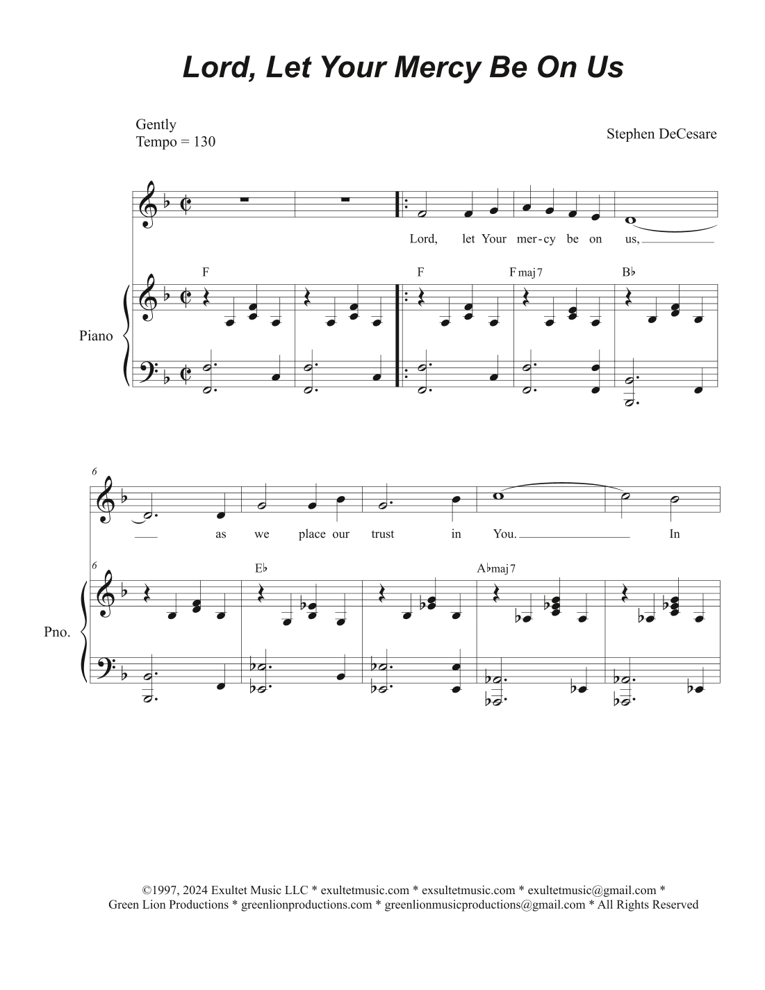 Lord, Let Your Mercy Be On Us (Unison choir)