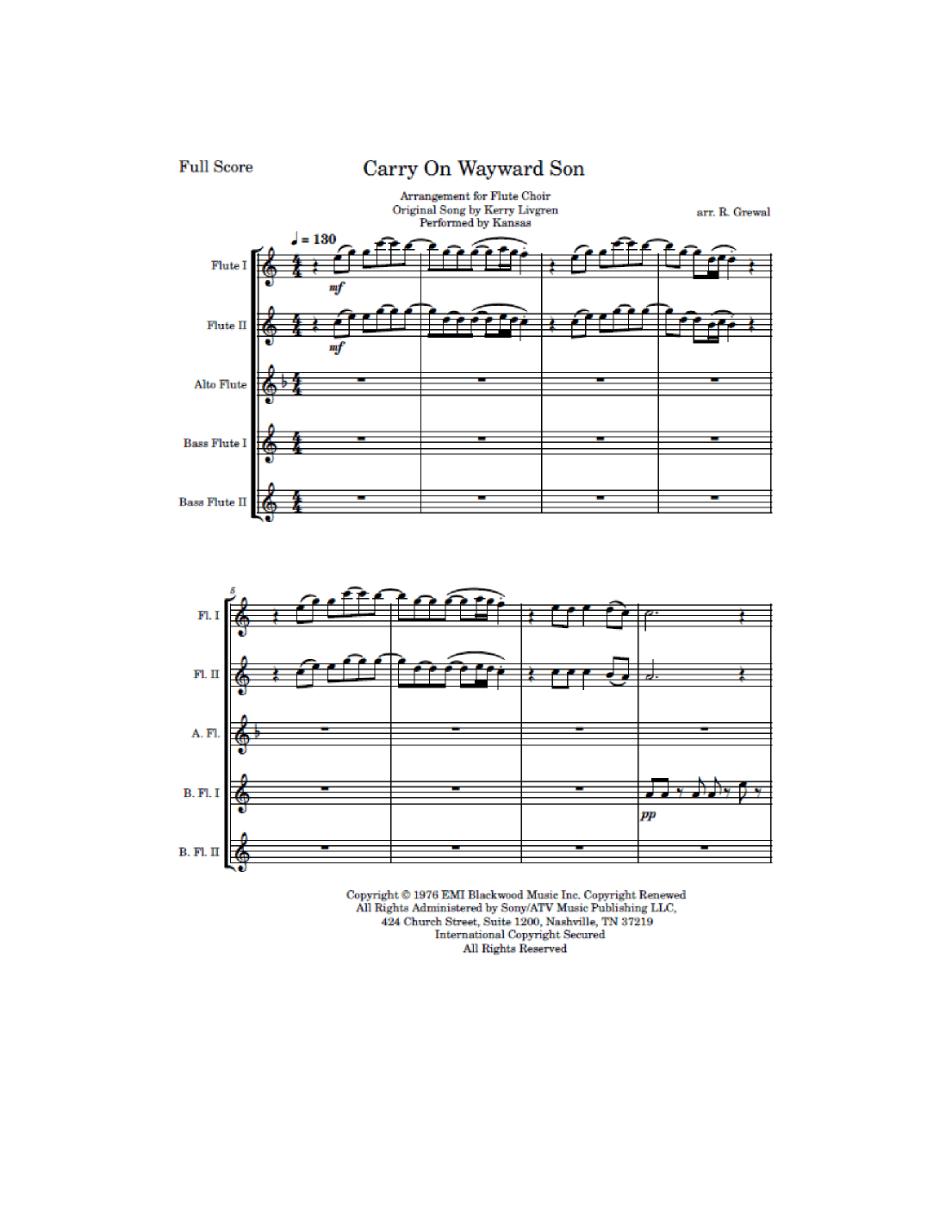 Carry On Wayward Son (arr. R. Grewal)