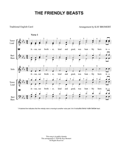 Friendly Beasts, The (Chorus with solo) (arr. Kay Bromert)
