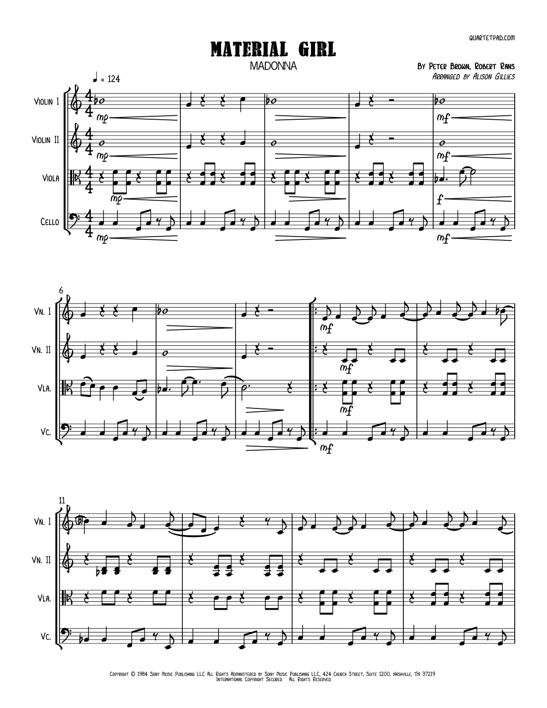 Material Girl (arr. Alison Gillies)