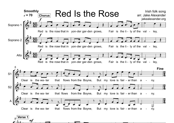 Red Is the Rose - SSA a cappella (arr. Jake Alexander)