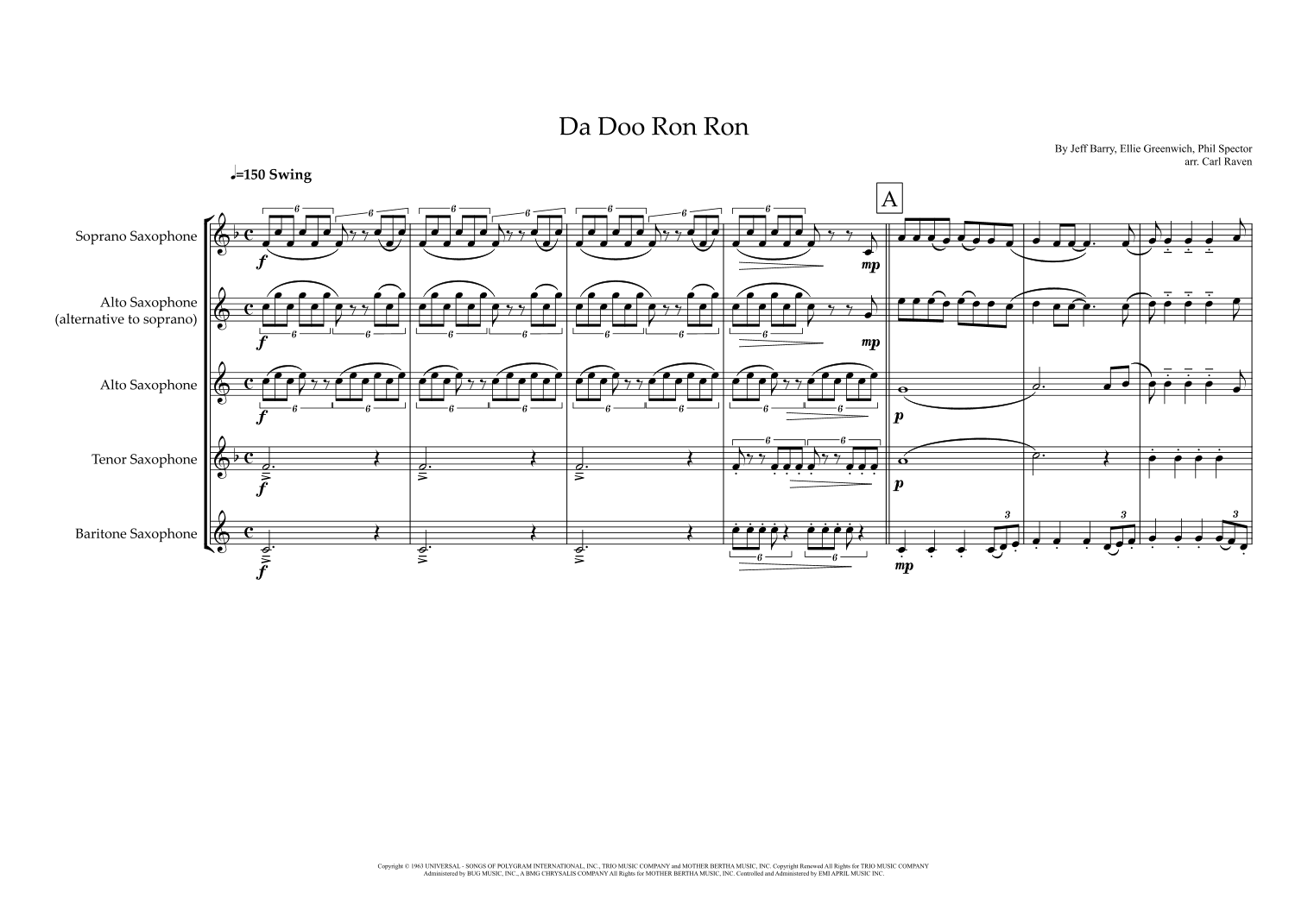 Da Doo Ron Ron (when He Walked Me Home) (arr. Carl Raven)