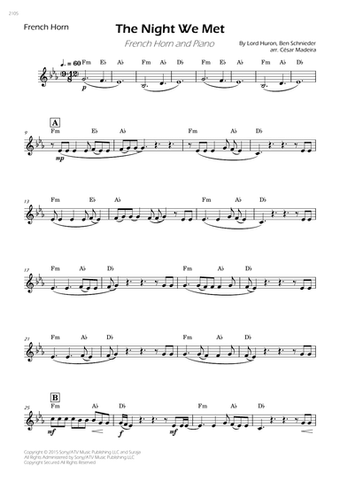 The Night We Met (arr. César Madeira)