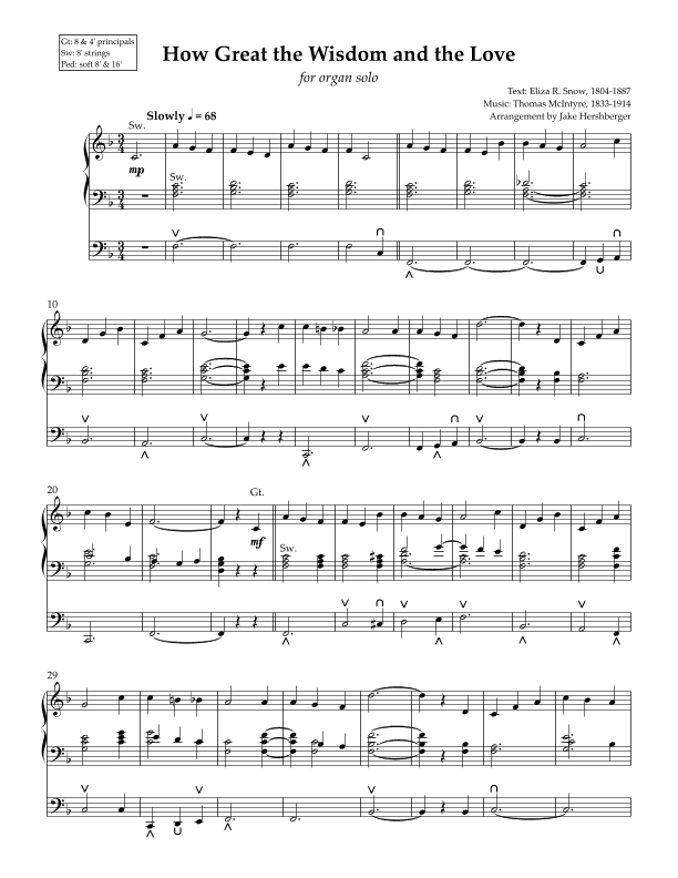 How Great the Wisdom and the Love Organ Prelude Solo (arr. Jacob Hershberger)