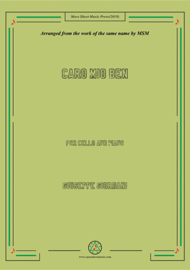 Giordani-Caro mio ben, for Cello and Piano (arr. MSM)
