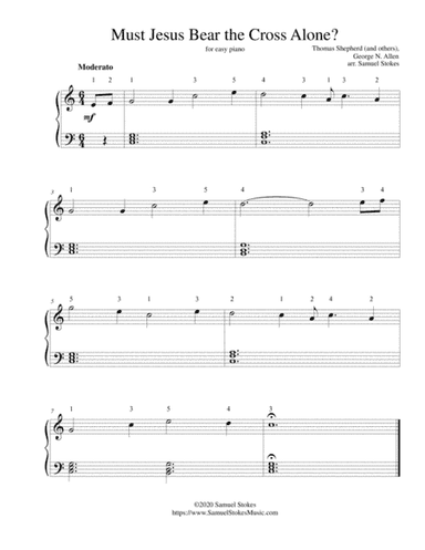 Must Jesus Bear the Cross Alone? - for easy piano (arr. Samuel Stokes)
