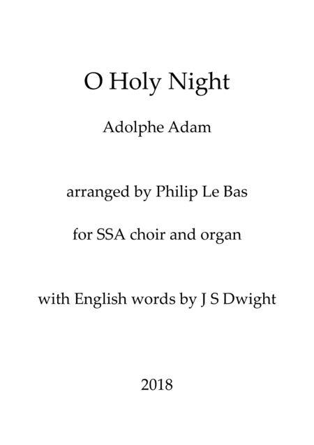 O Holy Night (for SSA choir and organ) (arr. Philip Le Bas)