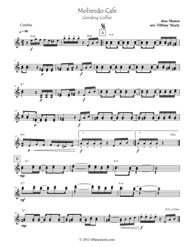 Moliendo Cafe Lead Sheet and Mini Score (arr. Tiffany Nicely)
