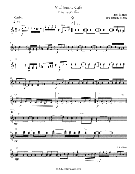 Moliendo Cafe Lead Sheet and Mini Score (arr. Tiffany Nicely)