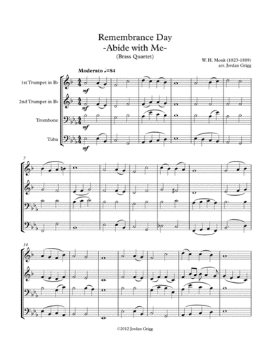 Remembrance Day 'Abide with Me' (Brass Quartet) (arr. Jordan Grigg)