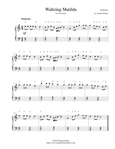 Waltzing Matilda - for easy piano (arr. Samuel Stokes)