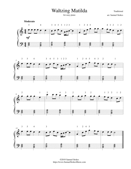 Waltzing Matilda - for easy piano (arr. Samuel Stokes)