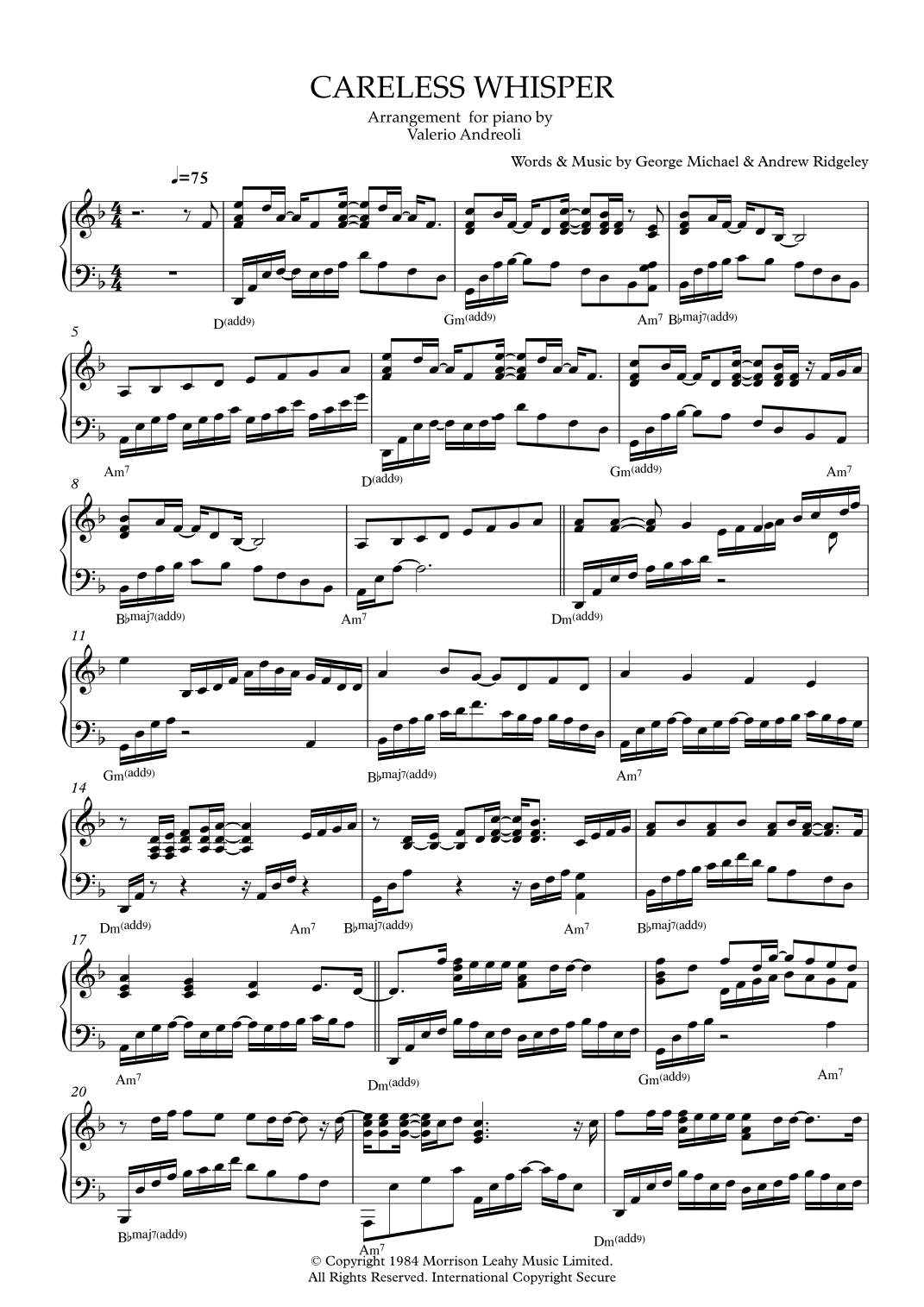 Careless Whisper (arr. Valerio Andreoli)