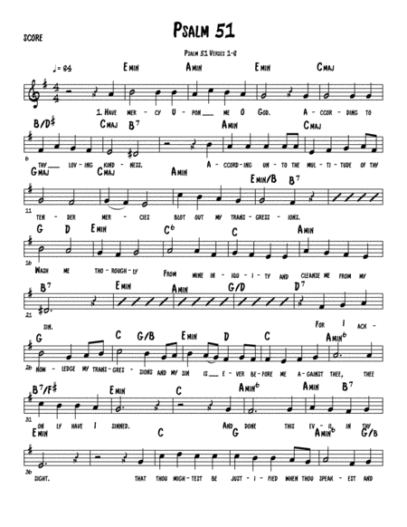 Psalm 51 (Lyric and Lead sheet)