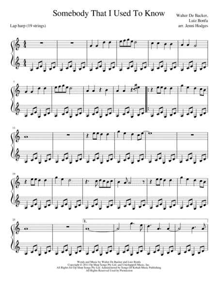 Somebody That I Used To Know (arr. Jenni Hodges)