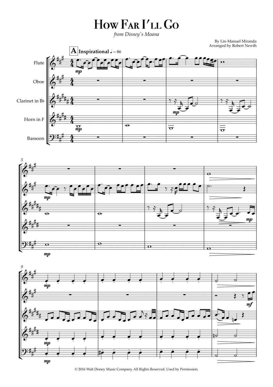 How Far I'll Go (arr. Robert Newth)