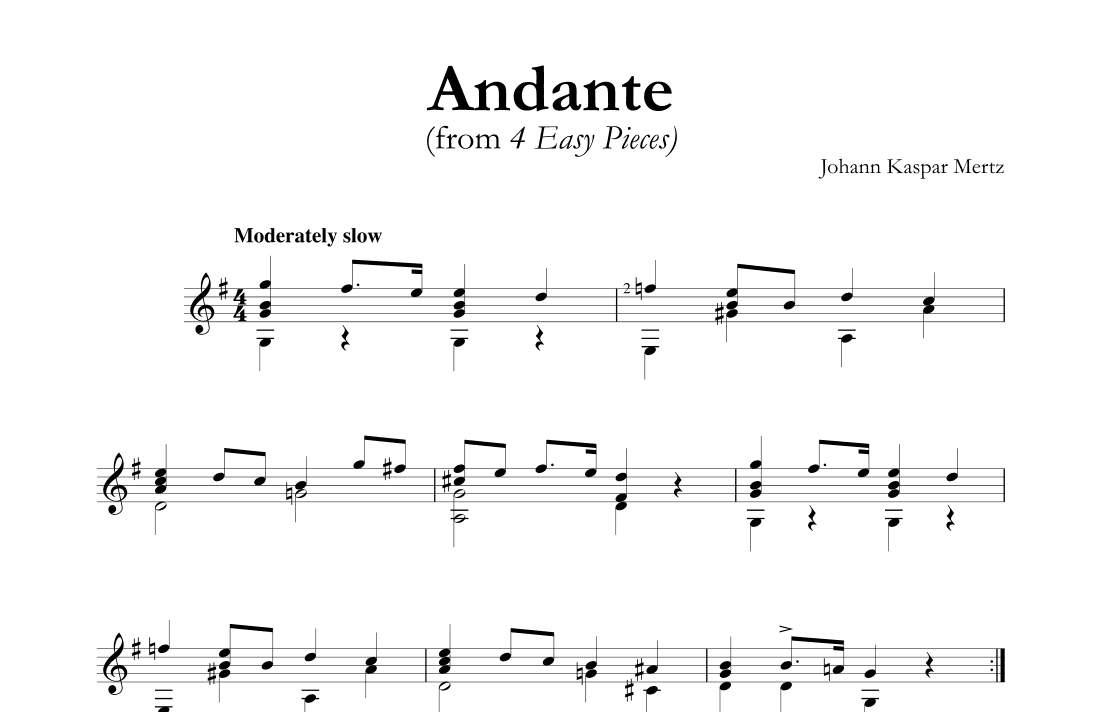 Andante (from 4 Easy Pieces) (arr. Johann Kaspar Mertz)