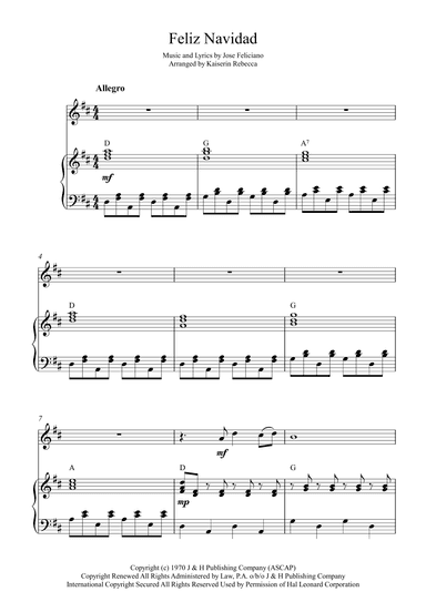 Feliz Navidad (arr. Kaiserin Rebecca)