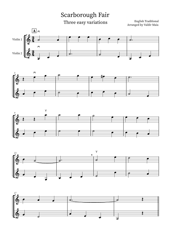Scarborough Fair - 3 easy variations (arr. Valdir Maia)