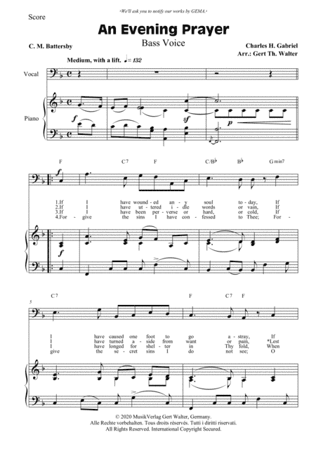 An Evening Prayer (arr. Gert Th. Walter)