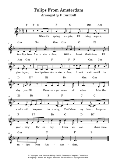 Tulips From Amsterdam (arr. F Turnbull)