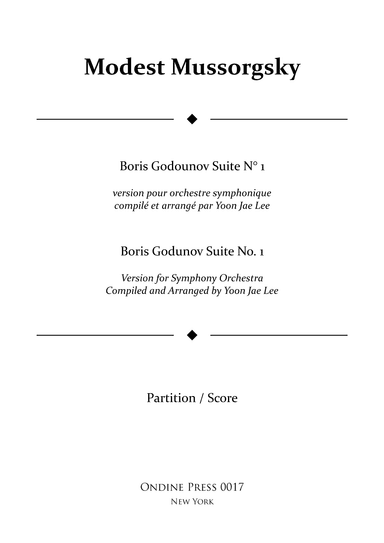 Boris Godunov Suite No. 1 for Symphony Orchestra - Score Only (arr. Yoon Jae Lee)