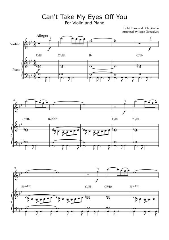 Can't Take My Eyes Off Of You (arr. Isaac Gonçalves)