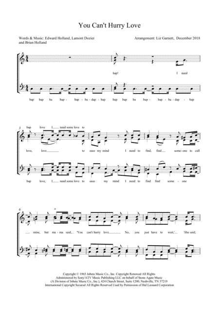You Can't Hurry Love (arr. Liz Garnett)