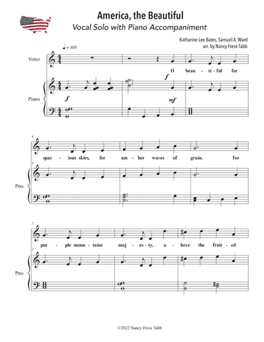 America, The Beautiful for Vocal Solo with Piano Accompaniment (arr. Nancy Frese Tabb)