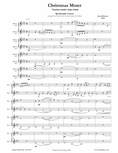 Mouton: Christmas Motet for French Horn Choir (arr. James M. Guthrie)
