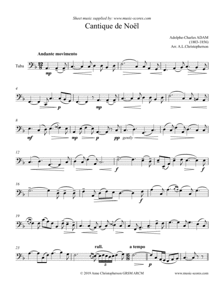 O Holy Night; Cantique de Noel - Solo Tuba (arr. Anne L Christopherson GRSM ARCM)