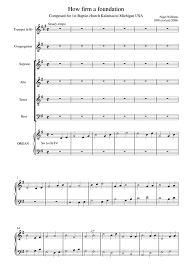 Hymn Concertato, How Firm A Foundation, for choir, trumpet in Bb and organ (arr. Nigel Williams)