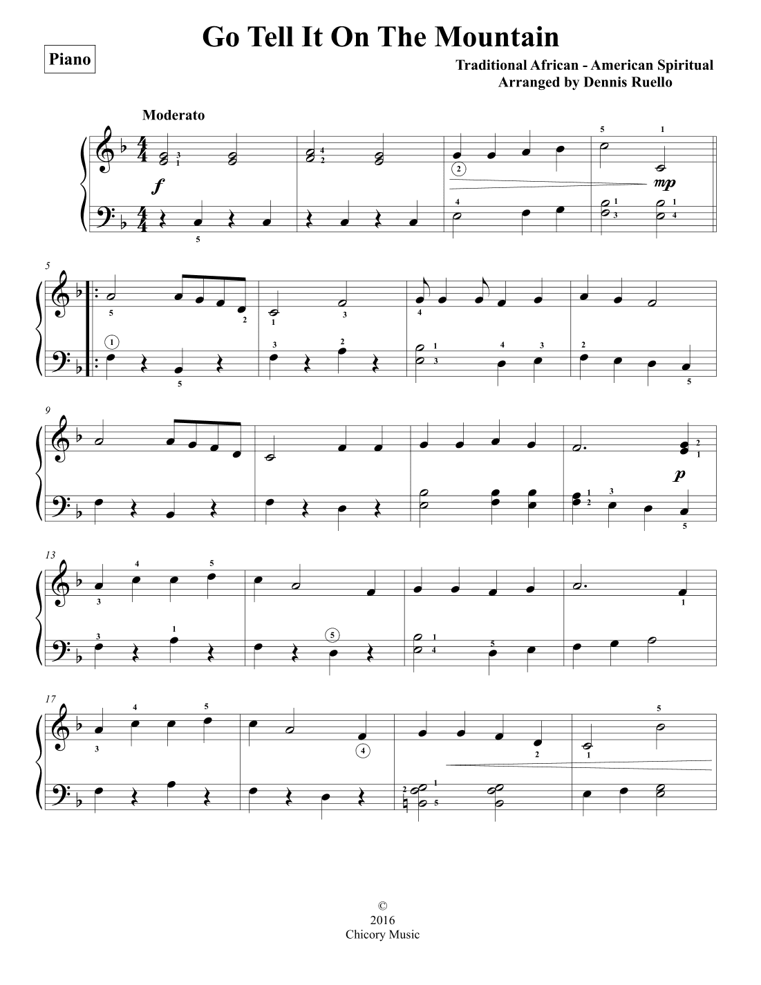 Go Tell It On The Mountain - Early Intermediate Piano Solo (arr. Dennis Ruello)