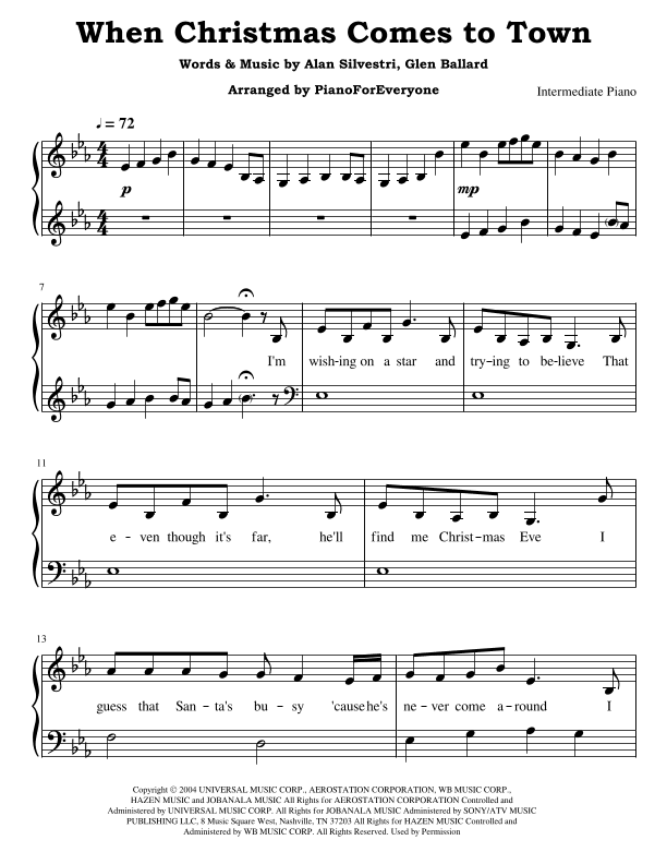 When Christmas Comes To Town (arr. PianoForEveryone)