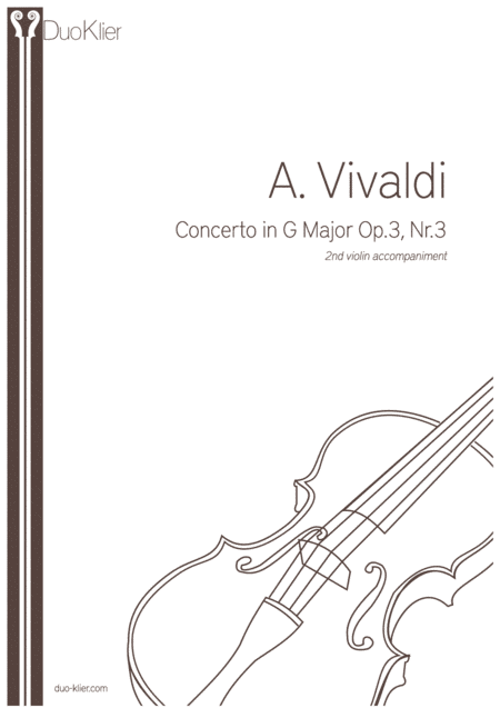 Vivaldi - Concerto in G Major, Op.3 Nr3, 2nd violin accompaniment (arr. Duo Klier)