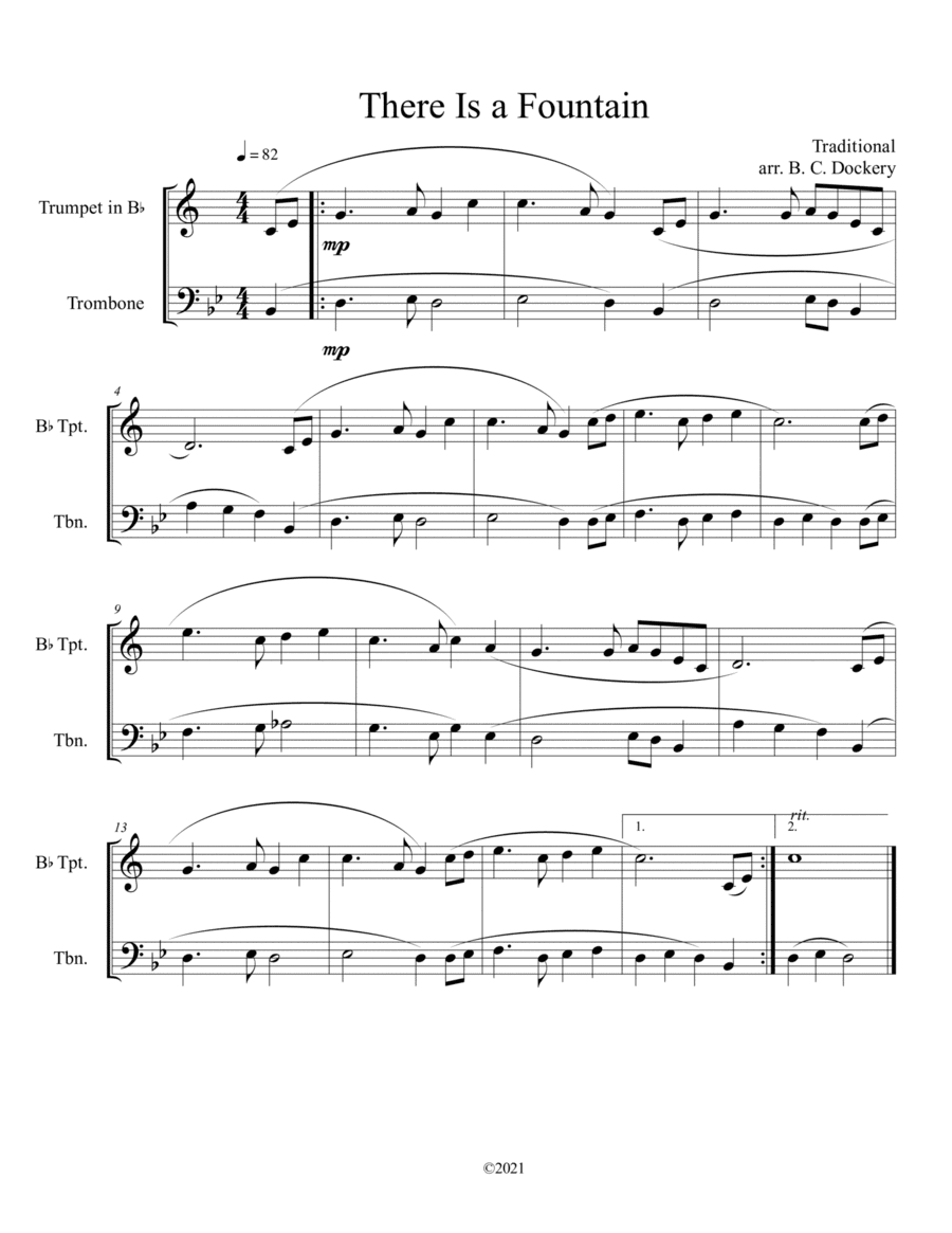 There Is a Fountain (Trumpet and Trombone Duet) (arr. B. C. Dockery)