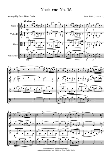 Nocturne No. 15 by John Field, arranged for string quartet by Scott Fields Davis (arr. Scott Fields Davis)