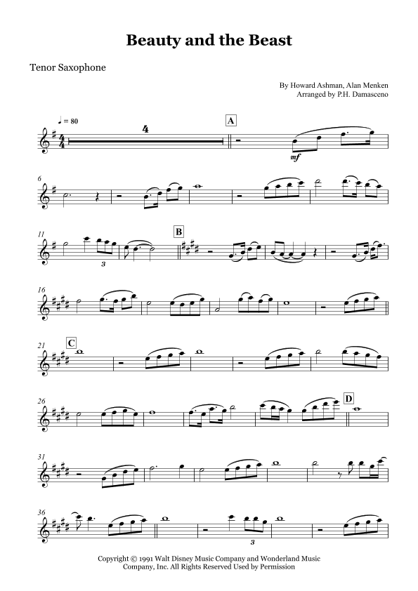 Beauty And The Beast (arr. P.H. Damasceno)