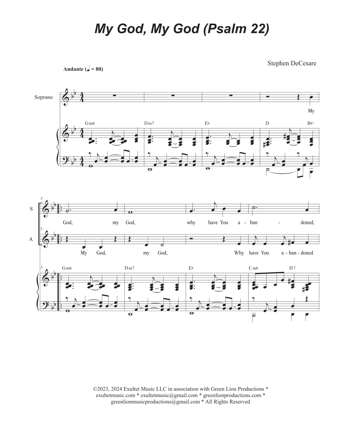 My God, My God (Psalm 22) (2-part choir - (SA)