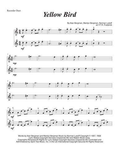 Yellow Bird (arr. P. R. Frederick)