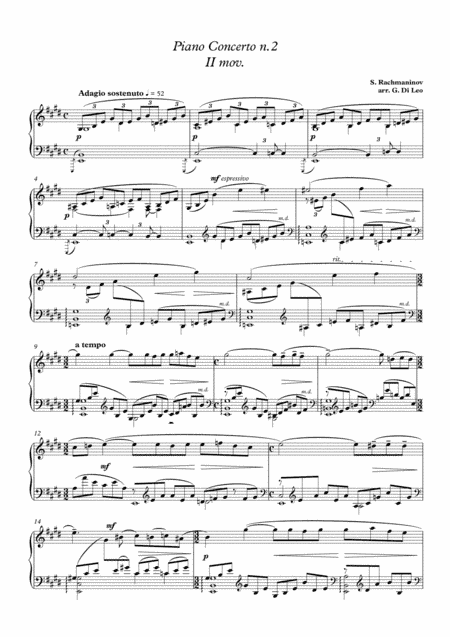 S. Rachmaninov - Piano Concerto n.2 in c minor - 2nd movement - Transcription for piano solo (arr. Giuseppe Di Leo)