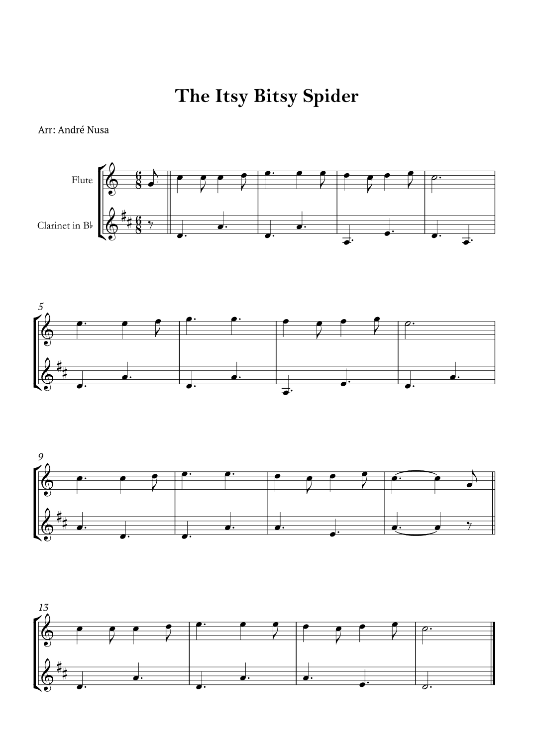 The Itsy Bitsy Spider (arr. André Nusa)