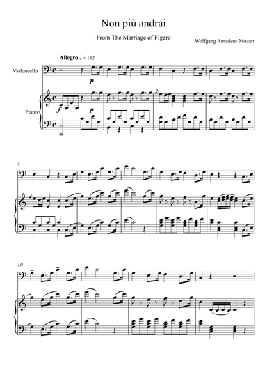 Wolfgang Amadeus Mozart - Non più andrai - The Marriage of Figaro (Violoncello Solo) (arr. André Laitano)