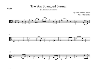 The Star Spangled Banner (USA National Anthem) for Viola Solo (arr. Fabio Britto)
