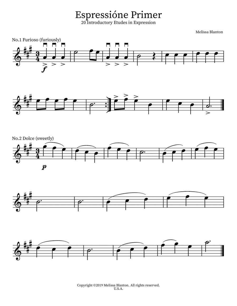 Espressione: 20 Unique Etudes for Primer Violin