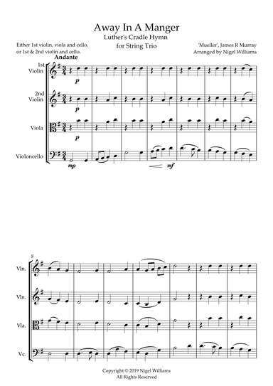 Away In A Manger, for String Trio (arr. Nigel Williams)