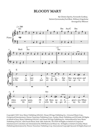 Bloody Mary (arr. Milanov)