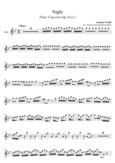 Flute Concerto n. 2 in G minor 'La Notte' - Flute Choir (arr. Antonio Di Giamberardino)